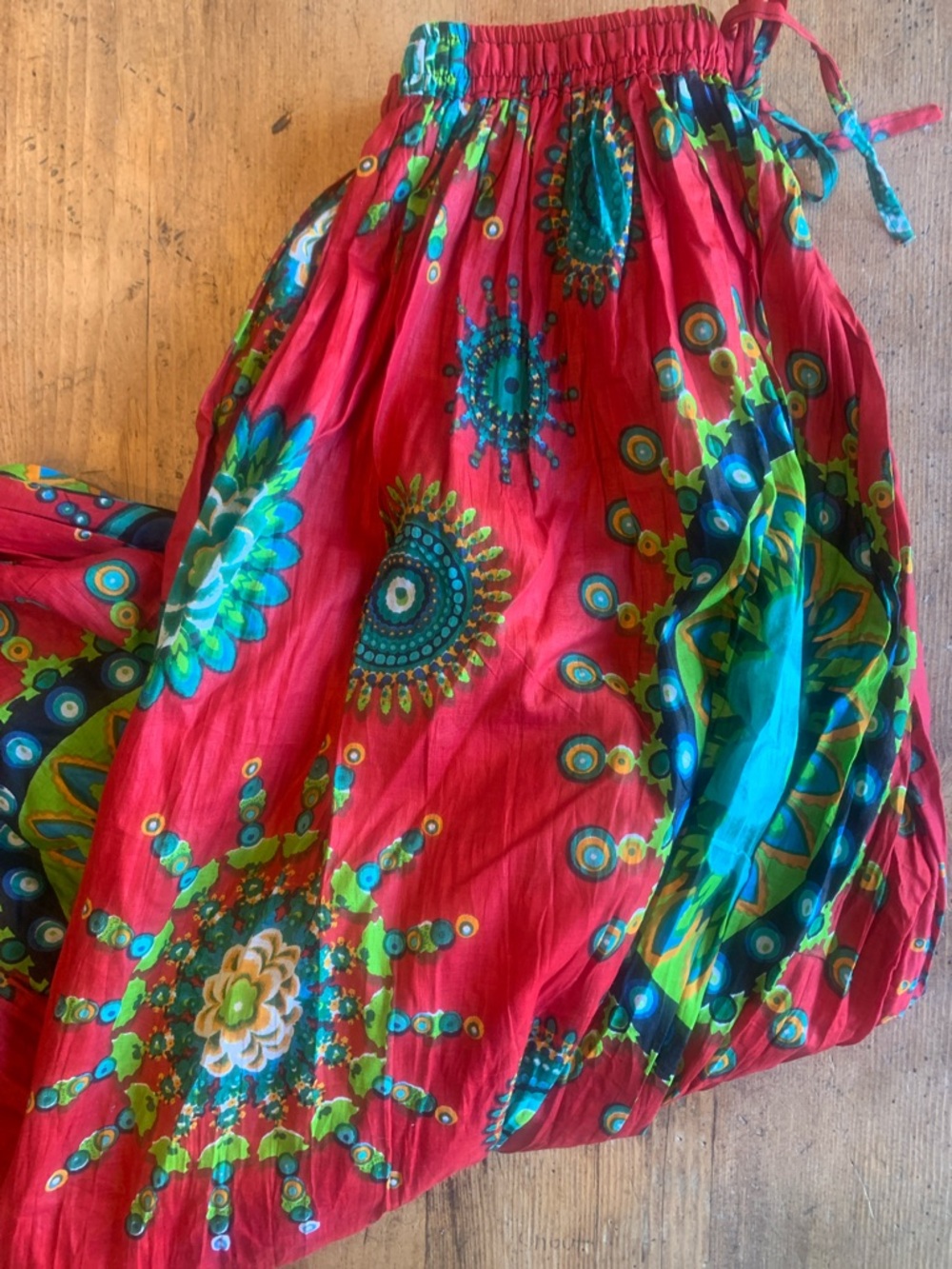 Cotton Red Floral Medallion Bohemian Puff Jogger Pant - Picture 7 of 16